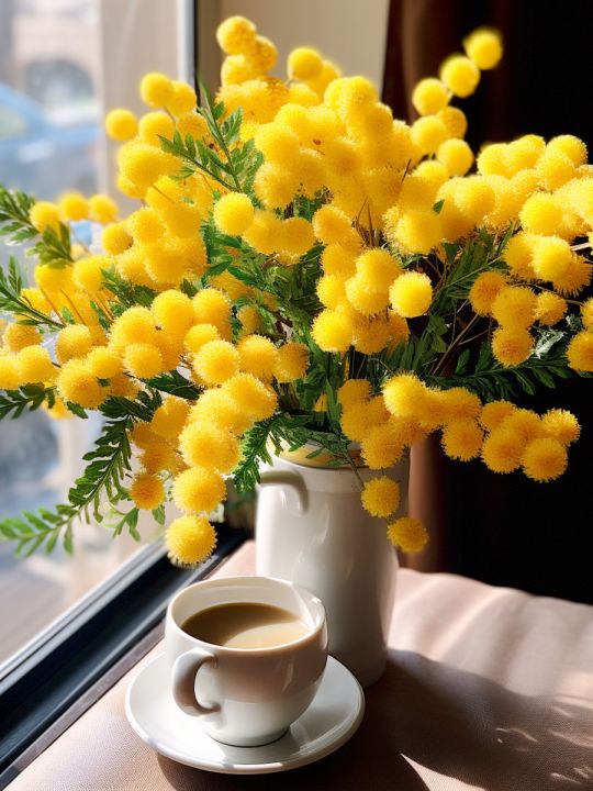 Алмазная мозаика без подрамника «Букет мимоз» 35x25 см