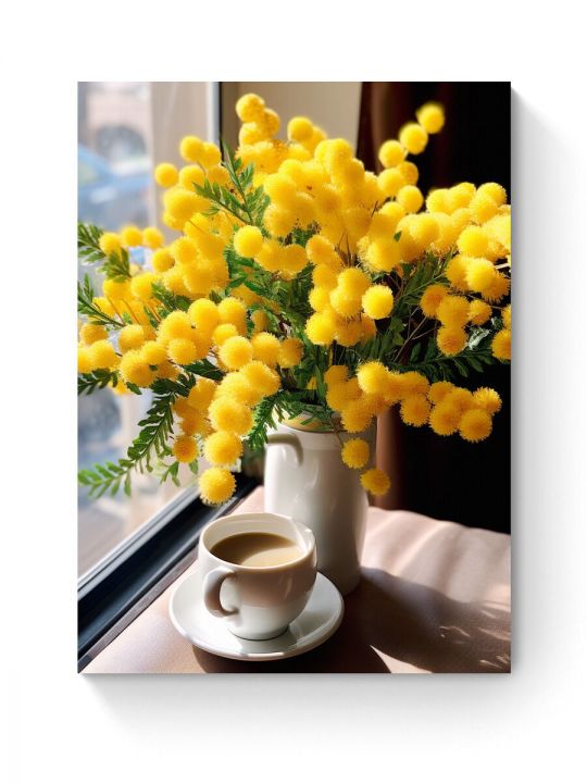 Алмазная мозаика на подрамнике «Букет мимоз» 50x40 см