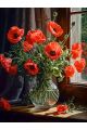 Алмазная мозаика без подрамника «Букет маков» 130x100 см