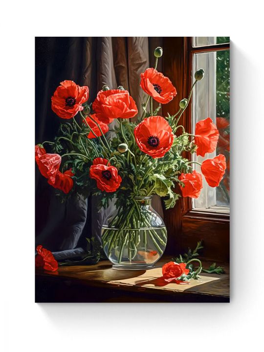 Алмазная мозаика на подрамнике «Букет маков» 50x40 см