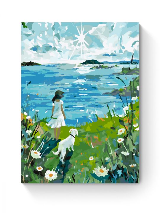 Картина по номерам на подрамнике «Девочка и пёс» 25x20 см