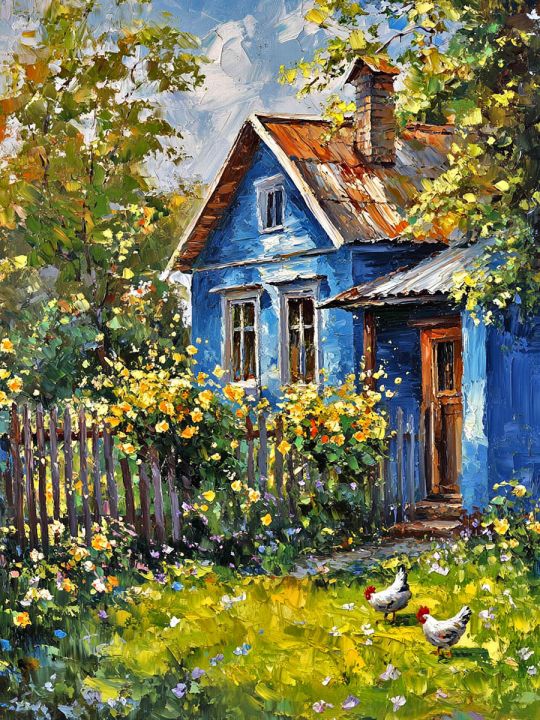 Алмазная мозаика без подрамника «Лето в деревне» 50x40 см