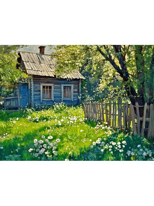 Алмазная мозаика без подрамника «Лето в деревне» 70x50 см