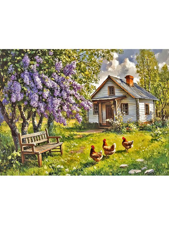 Алмазная мозаика без подрамника «Лето в деревне» 130x100 см