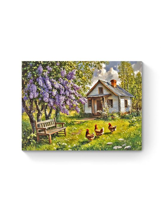 Алмазная мозаика на подрамнике «Лето в деревне» 40x30 см