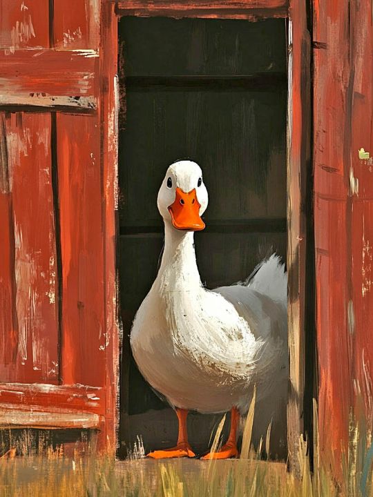 Алмазная мозаика без подрамника «Гуси обнимуси» 35x25 см