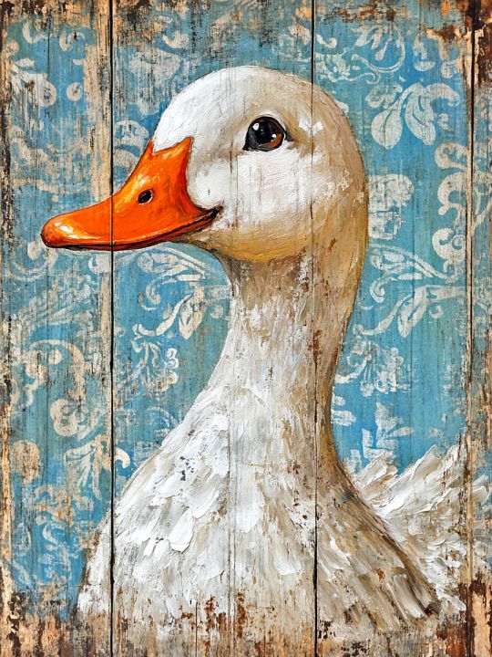 Алмазная мозаика без подрамника «Гуси обнимуси» 90x70 см