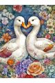 Алмазная мозаика без подрамника «Гуси обнимуси» 35x25 см