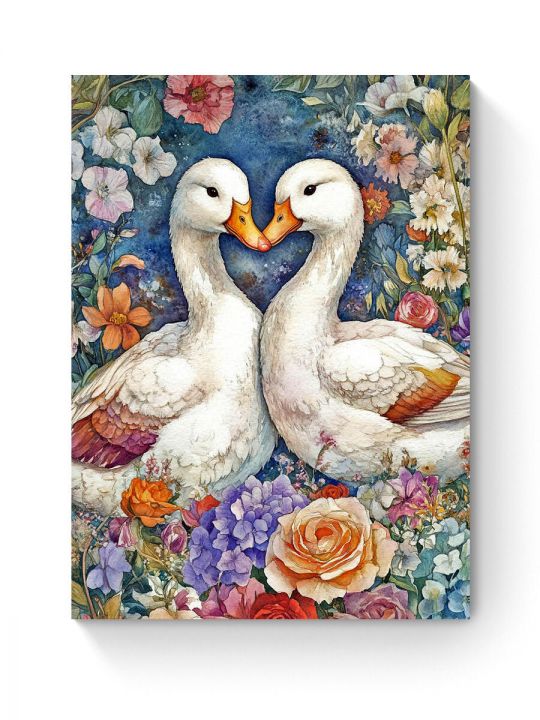 Алмазная мозаика на подрамнике «Гуси обнимуси» 50x40 см