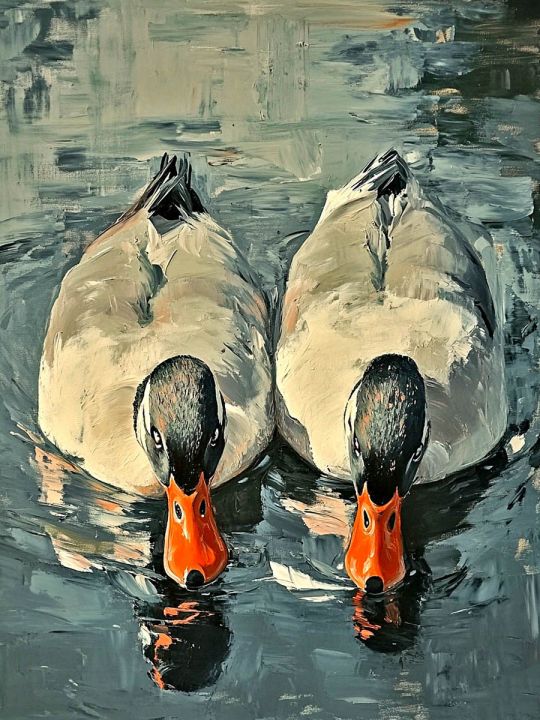 Алмазная мозаика без подрамника «Гуси обнимуси» 50x40 см