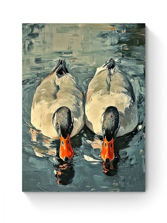 Алмазная мозаика на подрамнике «Гуси обнимуси» 40x30 см