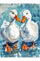 Алмазная мозаика без подрамника «Гуси обнимуси» 80x60 см