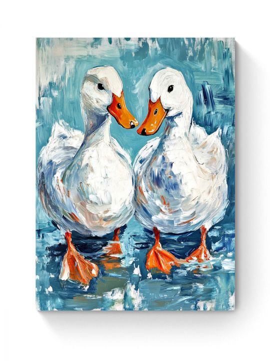 Алмазная мозаика на подрамнике «Гуси обнимуси» 50x40 см