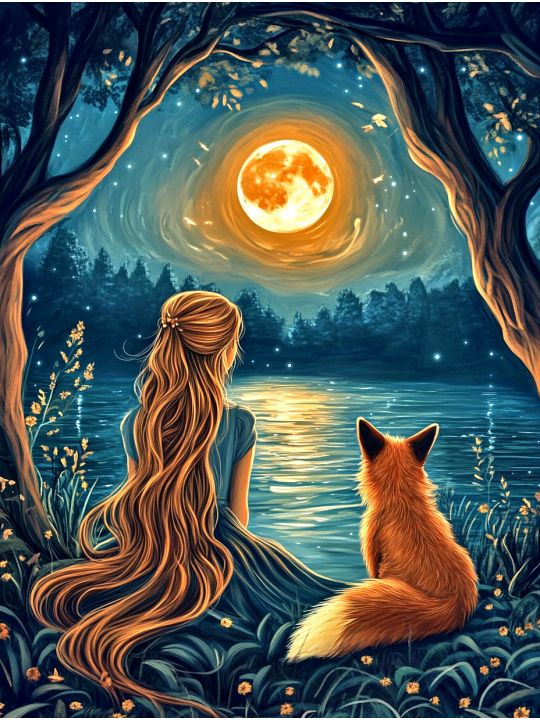 Алмазная мозаика без подрамника «Зов луны» 35x25 см