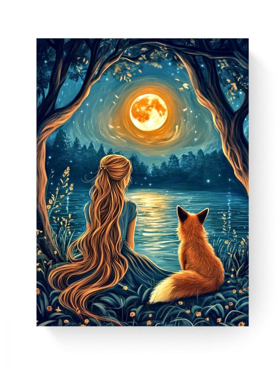 Алмазная мозаика на подрамнике «Зов луны» 70x50 см