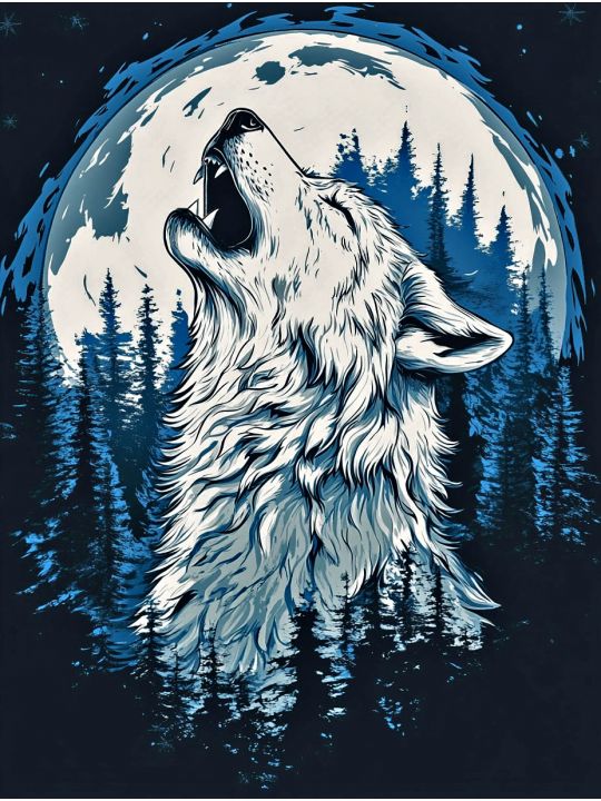 Алмазная мозаика без подрамника «Зов луны» 35x25 см