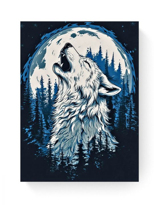 Алмазная мозаика на подрамнике «Зов луны» 35x25 см