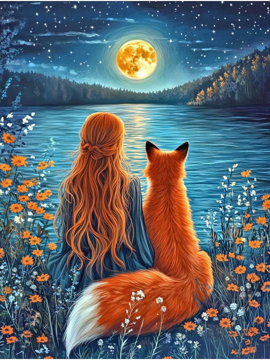 Алмазная мозаика без подрамника «Зов луны» 50x40 см