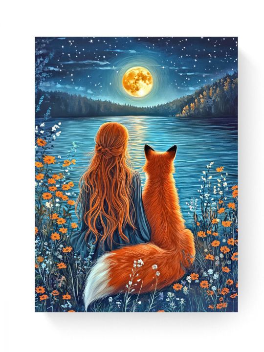 Алмазная мозаика на подрамнике «Зов луны» 50x40 см