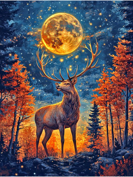 Алмазная мозаика без подрамника «Зов луны» 60x45 см