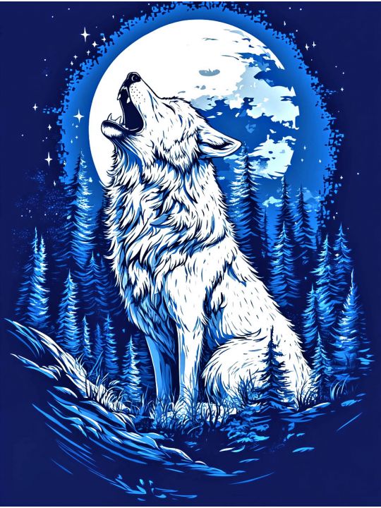 Алмазная мозаика без подрамника «Зов луны» 35x25 см