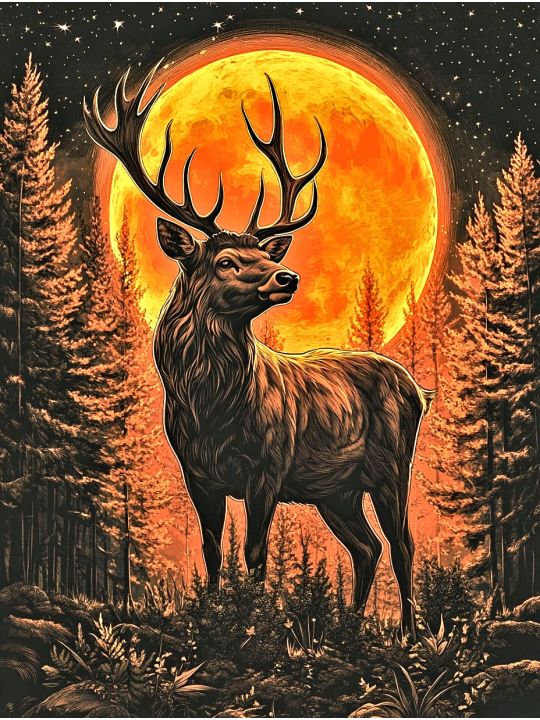 Алмазная мозаика без подрамника «Зов луны» 35x25 см