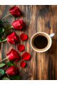 Алмазная мозаика без подрамника «Кофе и цветы» 90x70 см