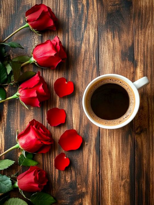 Алмазная мозаика без подрамника «Кофе и цветы» 35x25 см