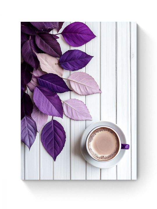 Алмазная мозаика на подрамнике «Кофе и цветы» 90x70 см