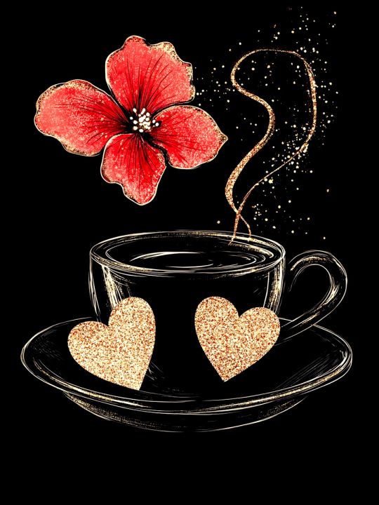 Алмазная мозаика без подрамника «Кофе и цветы» 70x50 см