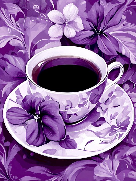 Алмазная мозаика без подрамника «Кофе и цветы» 60x45 см