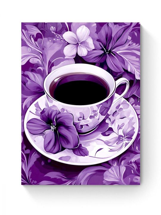 Алмазная мозаика на подрамнике «Кофе и цветы» 35x25 см