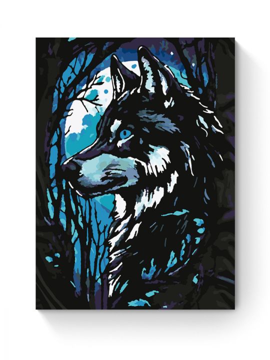 Картина по номерам на подрамнике «Волк и луна» 25x20 см