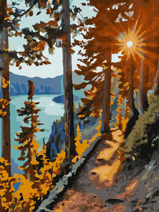 Картина по номерам без подрамника «Закат у озера» 25x20 см