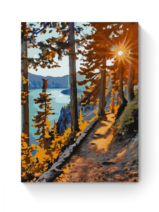 Картина по номерам на подрамнике «Закат у озера» 35x25 см