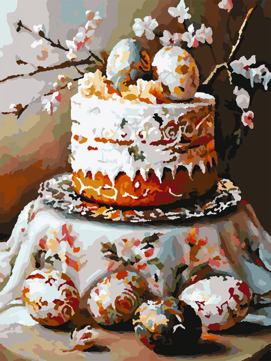 Картина по номерам без подрамника «Кулич к Пасхе» 25x20 см