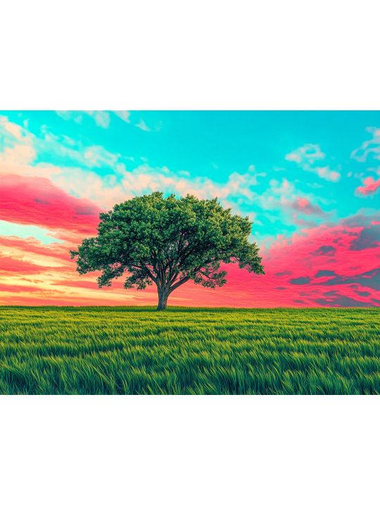 Алмазная мозаика без подрамника «Багровый закат» 50x40 см