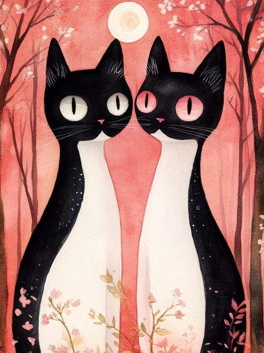 Алмазная мозаика без подрамника «Котики» 50x40 см