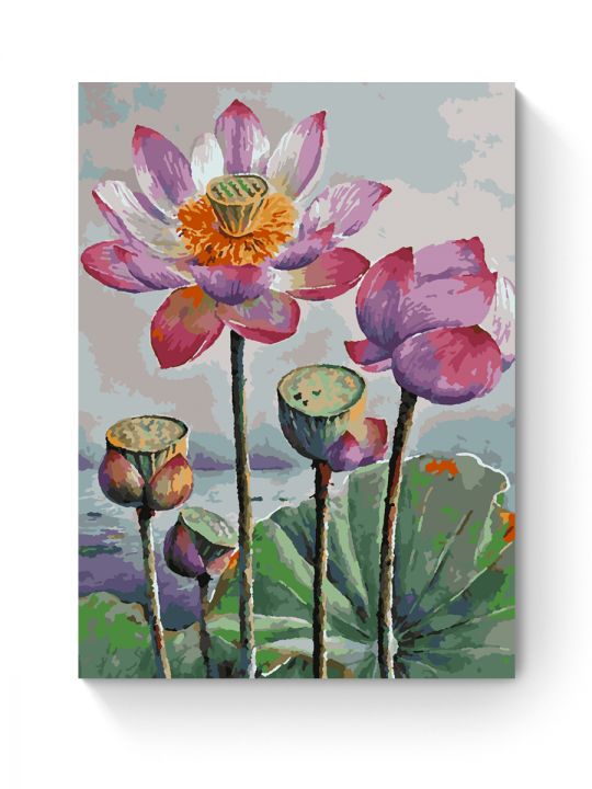 Картина по номерам на подрамнике «Лотосы» 35x25 см