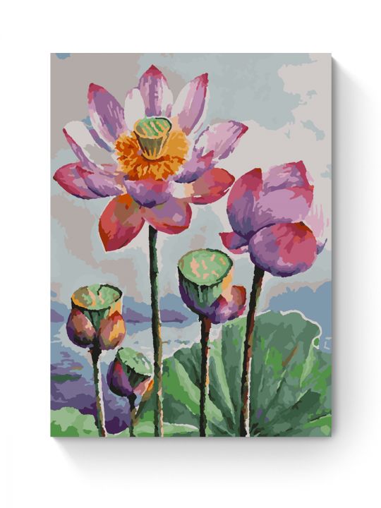 Картина по номерам на подрамнике «Лотосы» 25x20 см