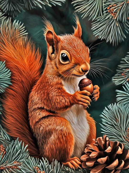 Алмазная мозаика без подрамника «Белочка» 50x40 см