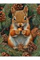 Алмазная мозаика без подрамника «Белка с орехом» 50x40 см