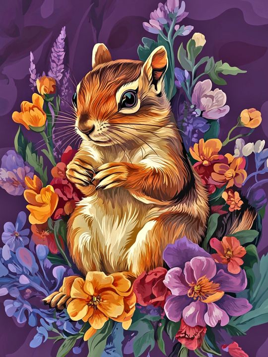 Алмазная мозаика без подрамника «Бурундучок» 50x40 см