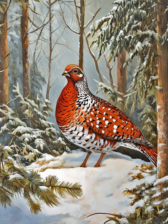 Алмазная мозаика без подрамника «Фазан в лесу» 35x25 см