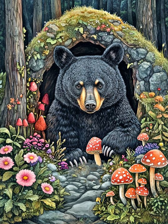 Алмазная мозаика без подрамника «Берлога» 50x40 см