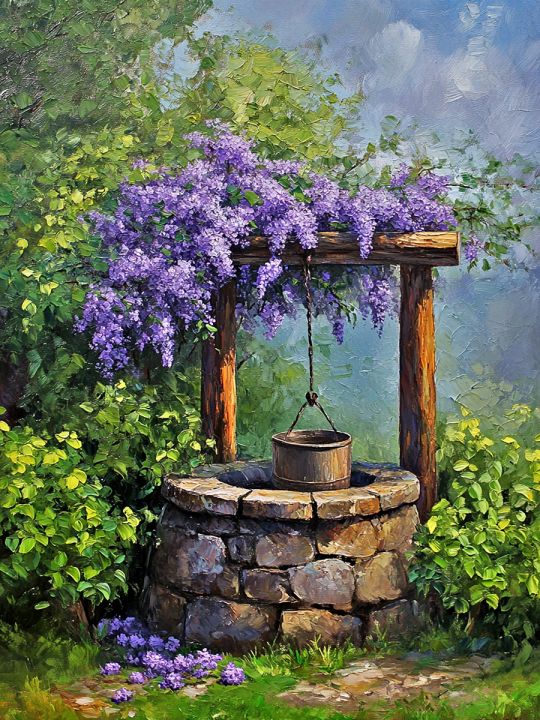 Алмазная мозаика без подрамника «Источник» 80x60 см