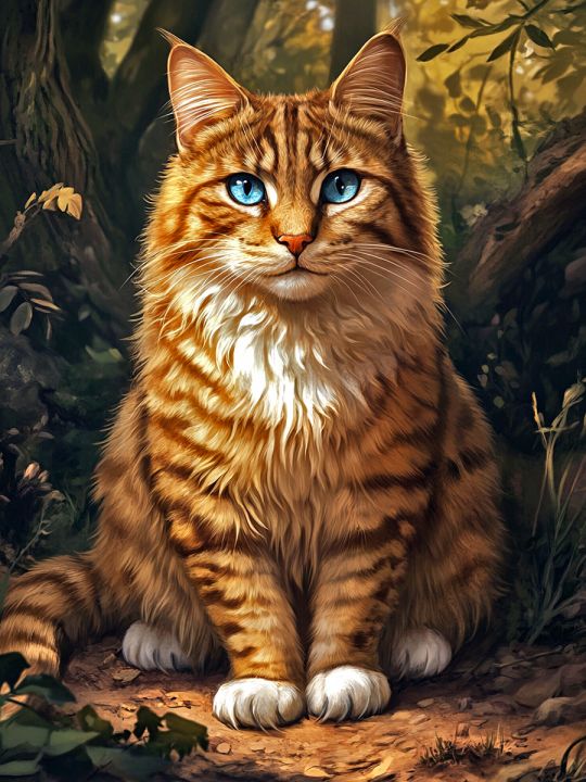 Алмазная мозаика без подрамника «Рыжий мурлыка» 50x40 см