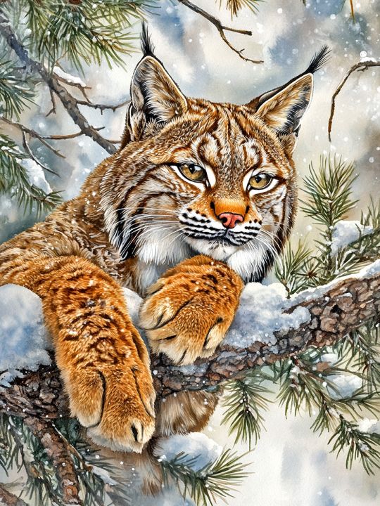 Алмазная мозаика без подрамника «Рысь» 35x25 см