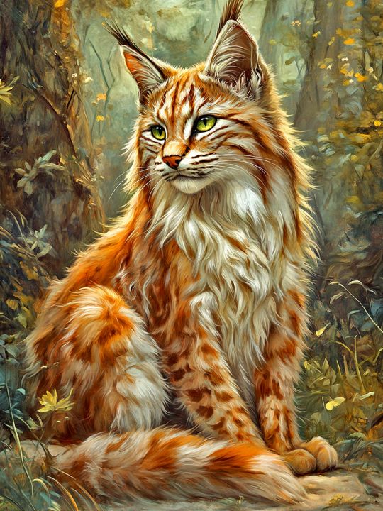 Алмазная мозаика без подрамника «Рысь в лесу» 50x40 см