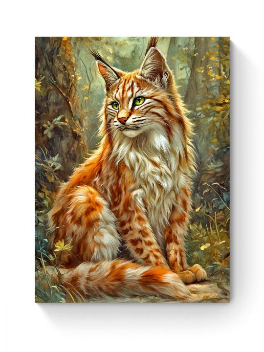 Алмазная мозаика на подрамнике «Рысь в лесу» 50x40 см